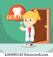 Girl using dentist costume