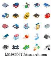 Homely icons set, isometric style Homely icons set, isometric style