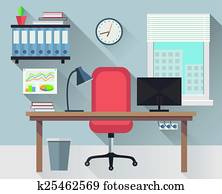 Interior office workplace vector