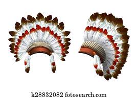 kriegsbilder, haube, vektor, indian.