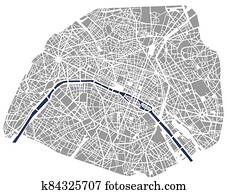 map of the city of Paris, France map of the city of Paris, France