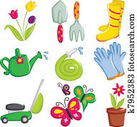 Spring gardening icons Spring gardening icons