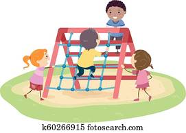 Stickman Kids Rope Climber Playground Illustration Stickman Kids Rope Climber Playground Illustration