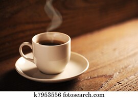 tasse kaffee, auf, dass, holztisch tasse kaffee, auf, dass, holztisch