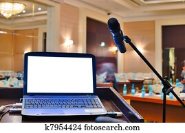 the rostrum with notebook waiting for a speaker the rostrum with notebook waiting for a speaker