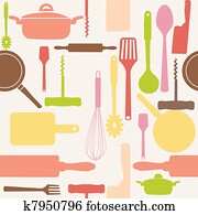 Vector seamless pattern of kitchen tools. Vector seamless pattern of kitchen tools.