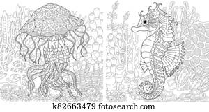 לצבוע, עמודים, עם, מדוזה, ו, סאיהורס