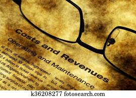 Cost and revenue grunge concept