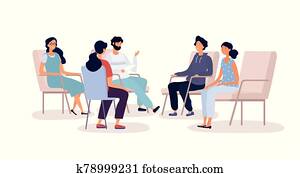 Group therapy for addiction treatment concept Group therapy for addiction treatment concept