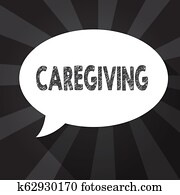 palavra, escrita, texto, caregiving., conceito negócio, para, ato, de, proporcionando, pagado, assistência, ajuda, ajuda, apoio, cuidado velho