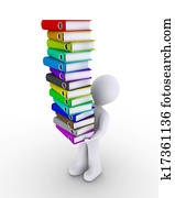 Person is carrying a pile of folders