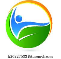 wellness, vida, e, saúde, logotipo