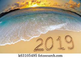 ano novo, 2019, praia, comemorar