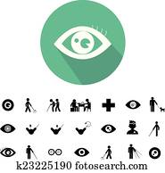 blind man and hospital icon