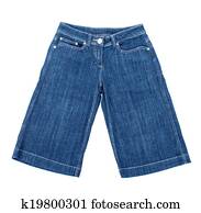 blue jean shorts on isolated white background