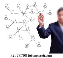 business man hand writing social network on whiteboard business man hand writing social network on whiteboard