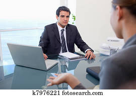 equipe affaires, pendant, a, réunion