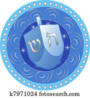 hanukkah, desenho, com, dreidel