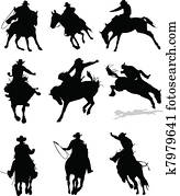 Horse rodeo silhouettes. Vector il Horse rodeo silhouettes. Vector il