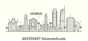 Los Angeles skyline USA big city buildings vector Los Angeles skyline USA big city buildings vector