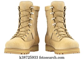 Military boots, front view Military boots, front view