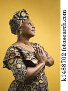 mulher, vestido, em, africano, costume.