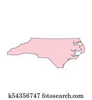 North Carolina map isolated on white background silhouette. North Carolina USA state North Carolina map isolated on white background silhouette. North Carolina USA state