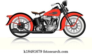red classic motorcycle. red classic motorcycle.