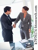 sócio negócio, apertar mão, após, fechando um negócio