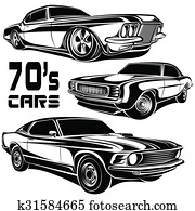 carros, músculo, 70s