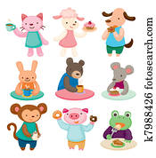 cartoon animal tea time set cartoon animal tea time set