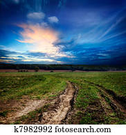 Countryside landscape with dirt  road