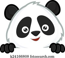 Panda looking over a blank sign Panda looking over a blank sign