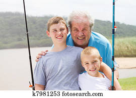 portrait of grandpa and grandsons 