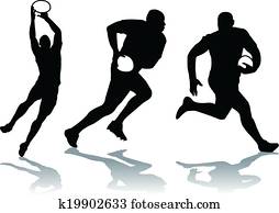 three rugby player silhouette three rugby player silhouette