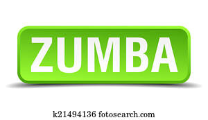 Zumba green 3d realistic square isolated button Zumba green 3d realistic square isolated button