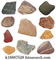 Collection rocks isolated on white 