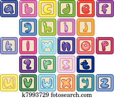 letras minúsculas, alfabeto bloqueia