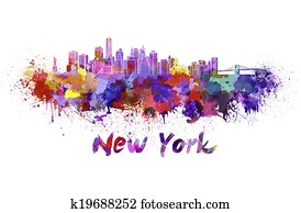 New York skyline in watercolor New York skyline in watercolor