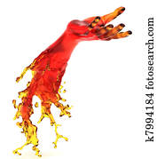 prêt, quelqu'un, a, portion, hand:, rouges, liquide, forme