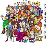 rysunek, ludzie, grupa, w, przedimek określony przed rzeczownikami, tłum