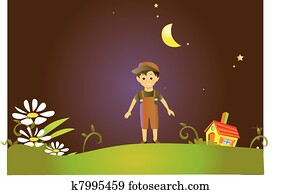 Young boy in a fairy tale land 