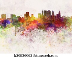 Atlanta skyline in watercolor background Atlanta skyline in watercolor background
