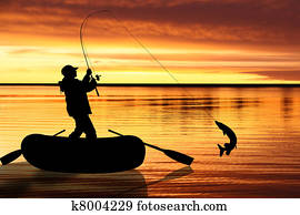 ilustração, ligado, pesca mosca