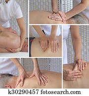 massagem atletismos, terapia, colagem