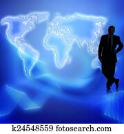 middle-aged manager stands in a relaxed position