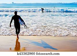 surfista, ir, para, surfar