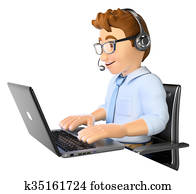 3D Man working in a call center 3D Man working in a call center