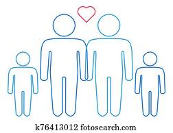 A schematic depiction of a family couple of gay men with children A schematic depiction of a family couple of gay men with children