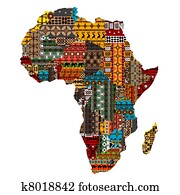 Africa map with countries made of ethnic textures Africa map with countries made of ethnic textures